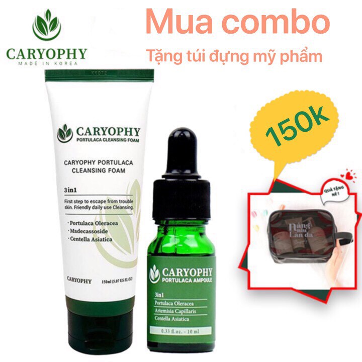 Combo Sữa Rửa Mặt + Serum Ngăn Ngừa Mụn Thâm Caryophy❤️FREESHIP❤️Ngăn Ngừa Các Loại Mụn và Thâm chính hãng Hàn Quốc