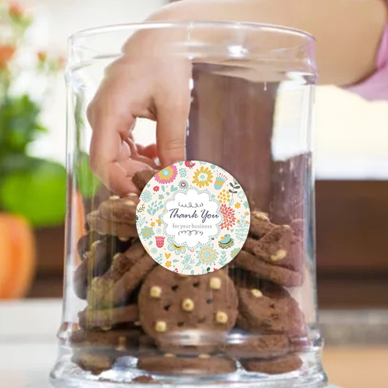 Set 500 miếng dán chữ Thank You hình tròn dùng để trang trí quà tặng