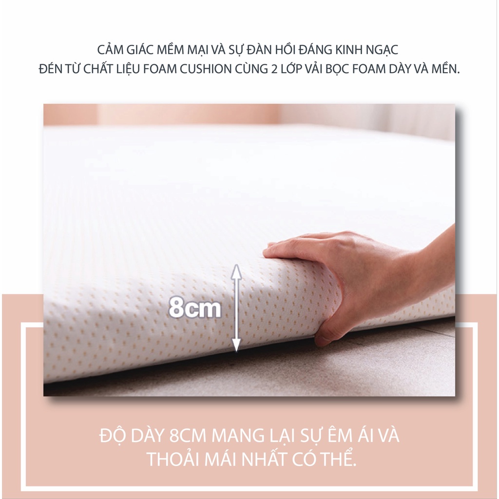 Nệm Tăng Tiện Nghi Comfy Topper Hàn Quốc 140x200x8cm - Tấm làm mát và tăng độ êm cho nệm