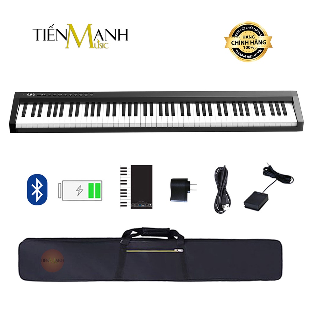 Đàn Piano Điện Konix PH88C 88 Phím nặng Cảm ứng lực Có Loa - Loa kép, Bluetooth, Sustain Pedal, Cáp sạc, Bộ sạc.