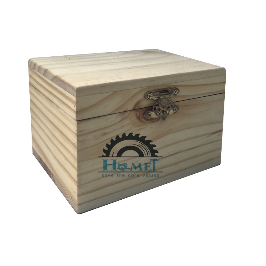 HỘP ĐỰNG QUÀ BẰNG GỖ THÔNG - LÓT NHUNG  ĐỎ BÊN TRONG HỘP