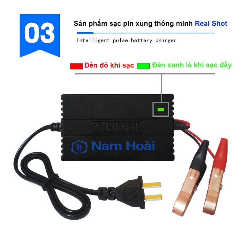 Sạc Bình ắc quy 12V2A,3A,6A phục hồi Sunfat Cho Cả Bình Khô Và Nước Xe Máy ô tô xe điện