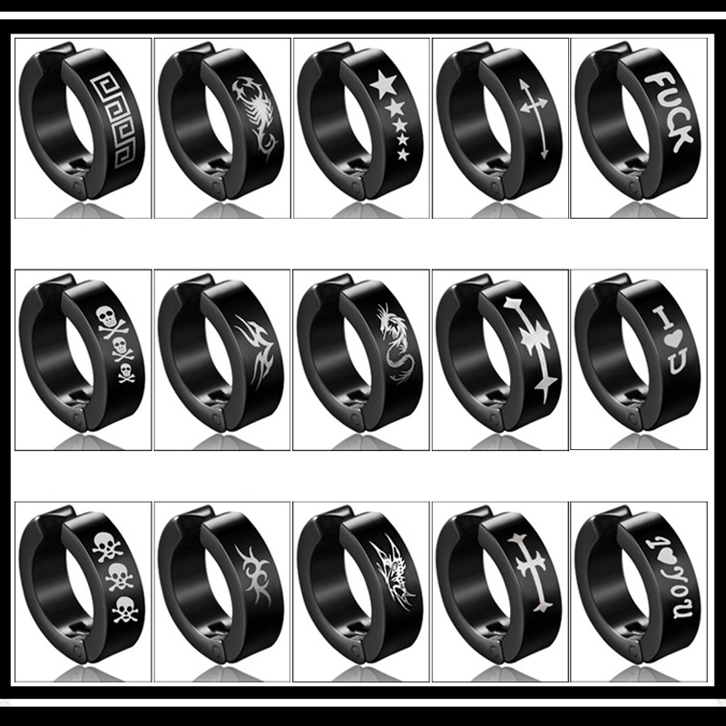 1 mảnh Thời trang Earwear Kẹp tai Bông tai Đeo tai Đàn ông Phụ nữ Vòng tai màu đen Punk Không gây dị ứng Không có lỗ thủng Thép không gỉ