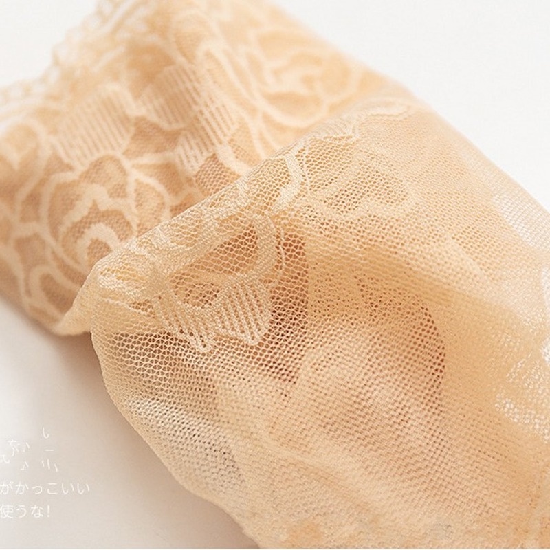 Đôi vớ ren hoa trong suốt siêu mỏng thoáng khí chống trượt thời trang cho nữ