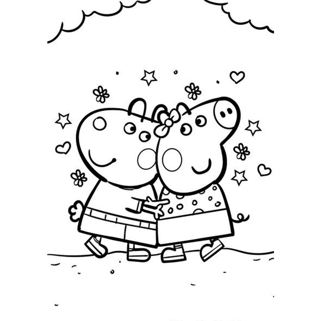 Bộ Tranh tô màu, màu nước PEPPA pig cho bé tập sáng tạo