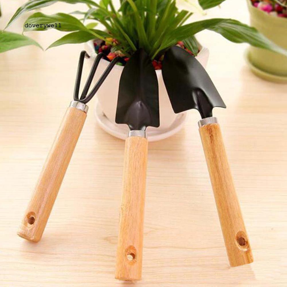 Bộ 3 dụng cụ làm vườn mini có tay cầm bằng gỗ tiện lợi