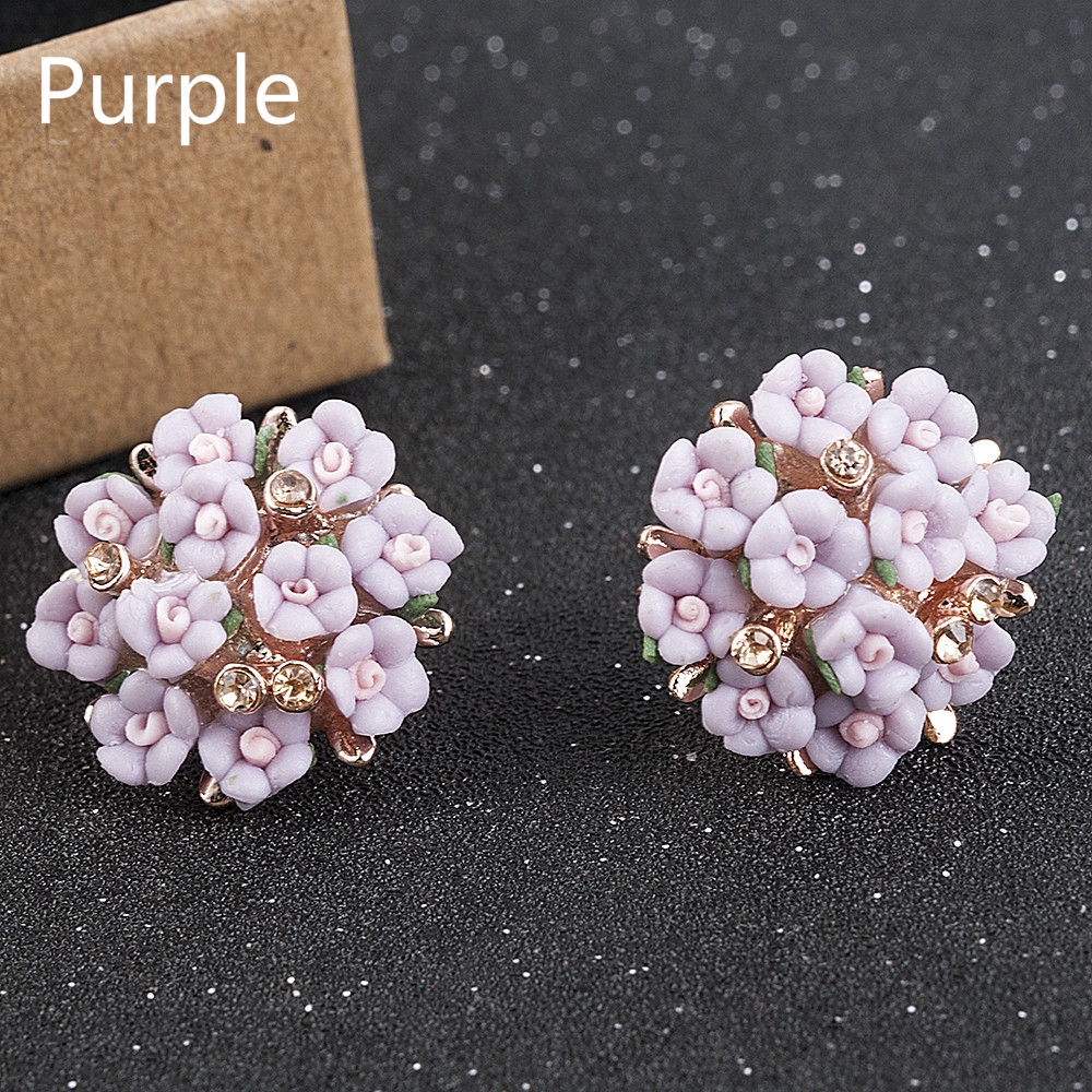 Bông tai hoa sứ phong cách Hàn Quốc dễ thương