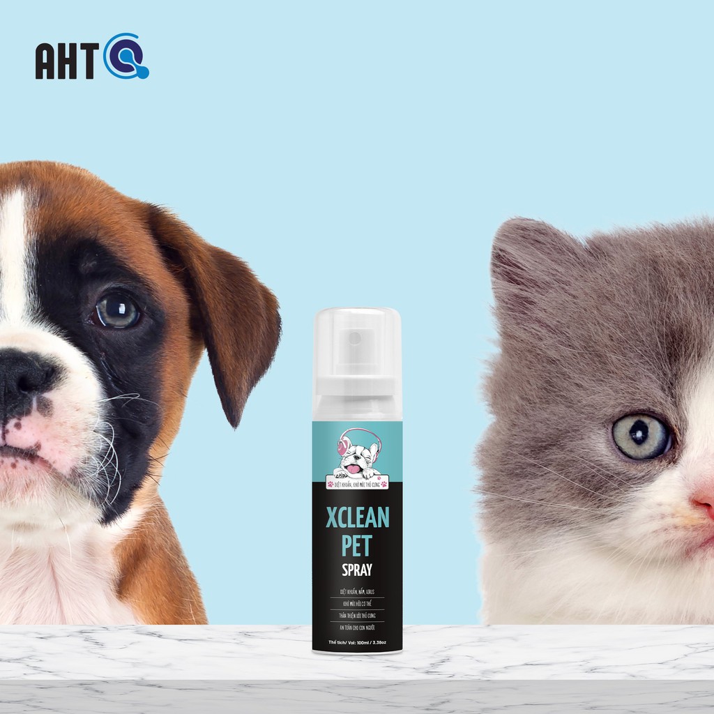 Chai Xịt Diệt Khuẩn Khử Mùi Thú Cưng Chó Mèo Nano Bạc Xclean Pet 100ml AHT Corp