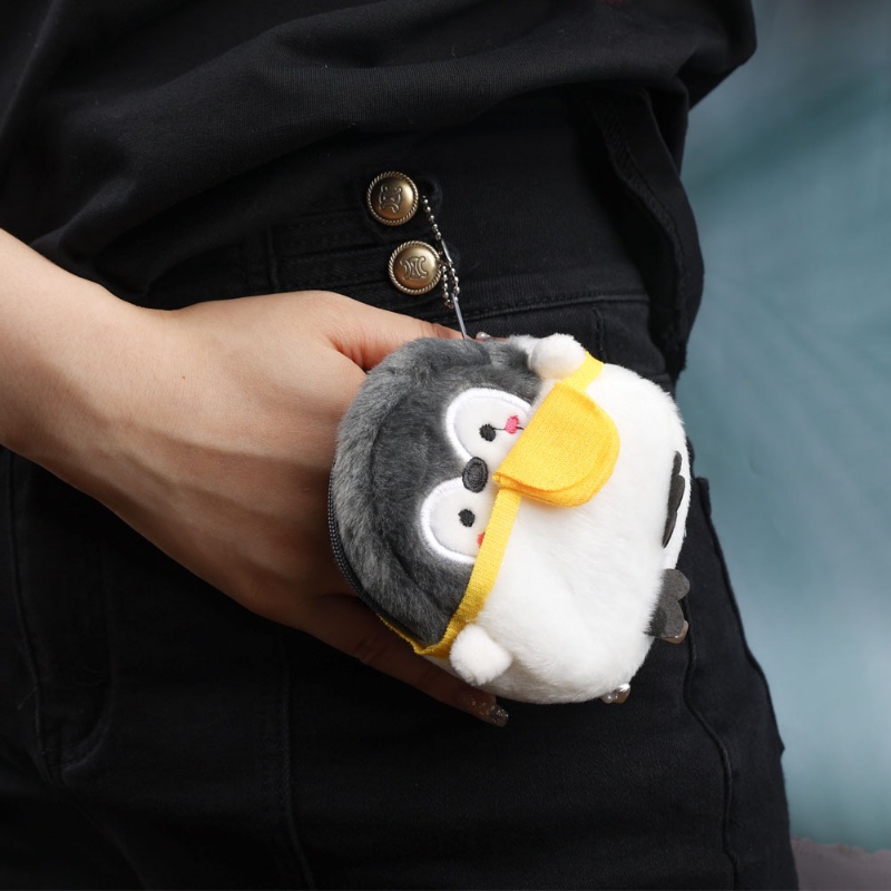 Ví Đựng Tiền Xu / Móc Khóa Hình Chim Cánh Cụt Nhồi Bông Mềm Mại / Móc Khóa Dễ Thương Cho Nữ