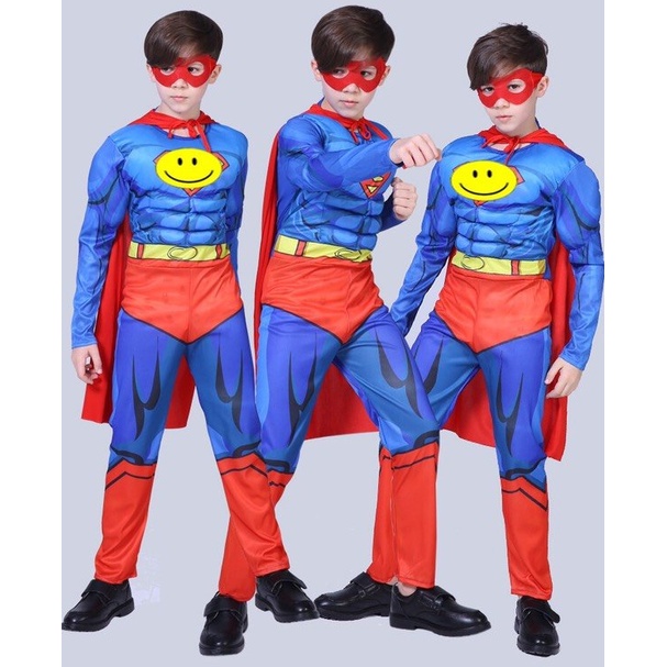 Siêu nhân hóa trang cho bé trai bộ quần áo trẻ em super man đồ chơi hóa trang halloween độn bông COS2107