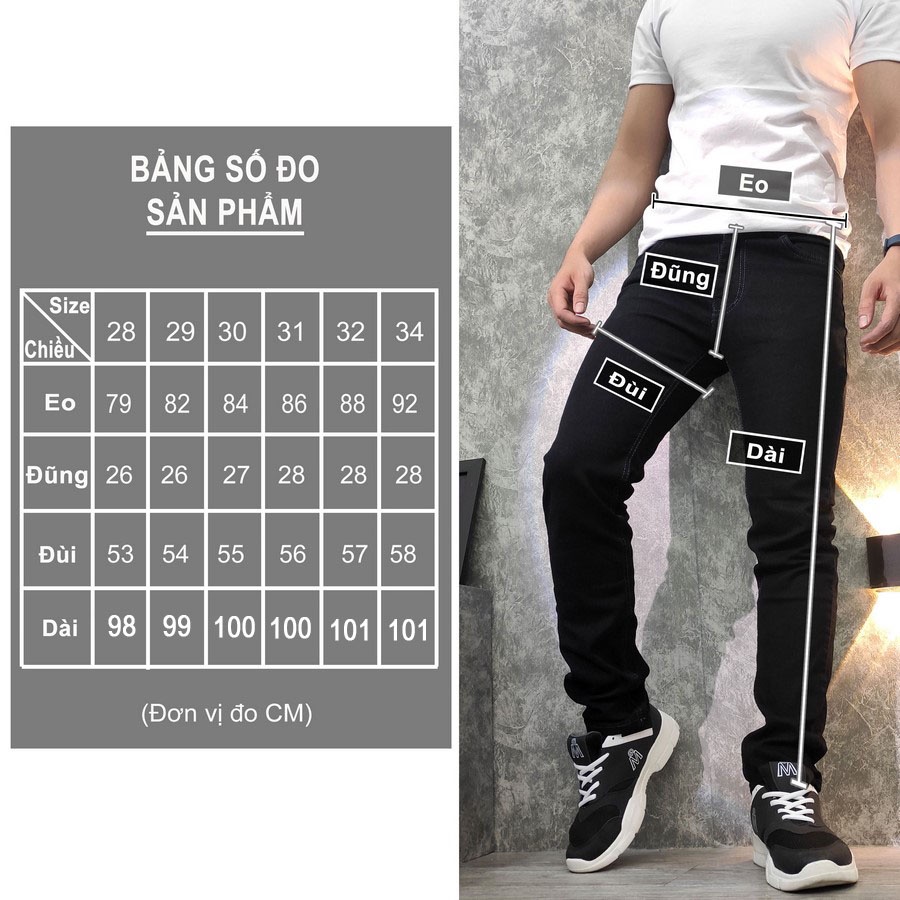 Quần jeans đen nam Inichi Q98 co giãn 4 chiều loại tốt