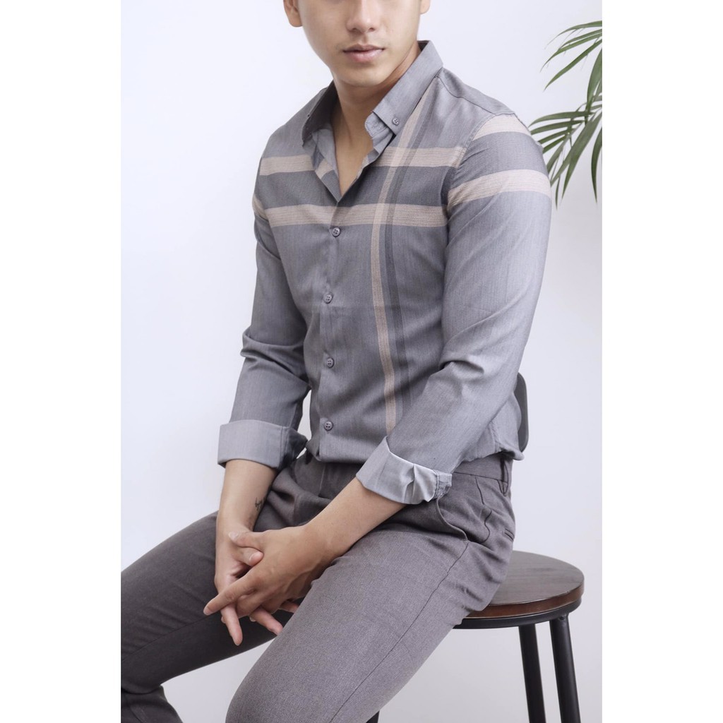 Áo Sơ Mi Nam Sọc Ngang Dọc AK001