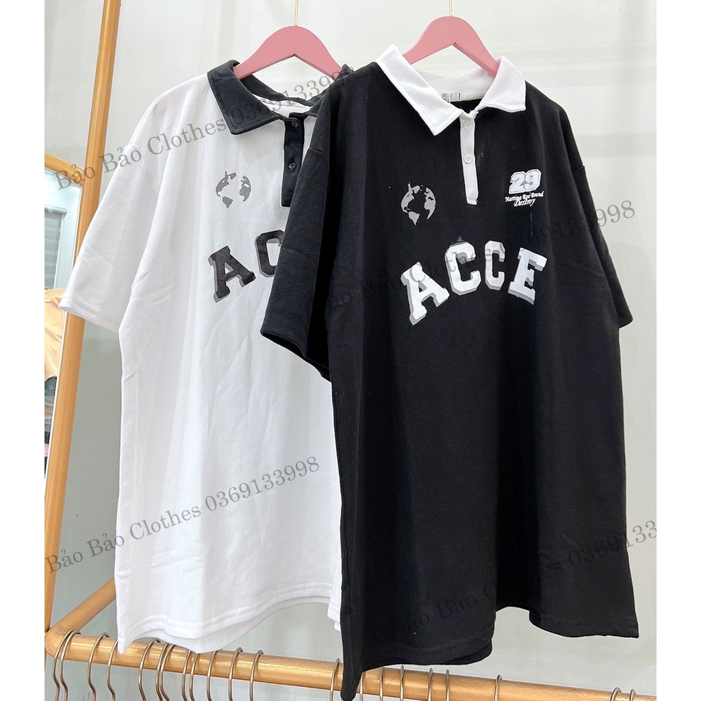 Áo Thun Polo Nam Nữ  Form Rộng Phối Cổ ACCE Vải Dày Mịn Thoáng Mát Thiết Kế Thời Trang Kiểu Dáng Năng Động