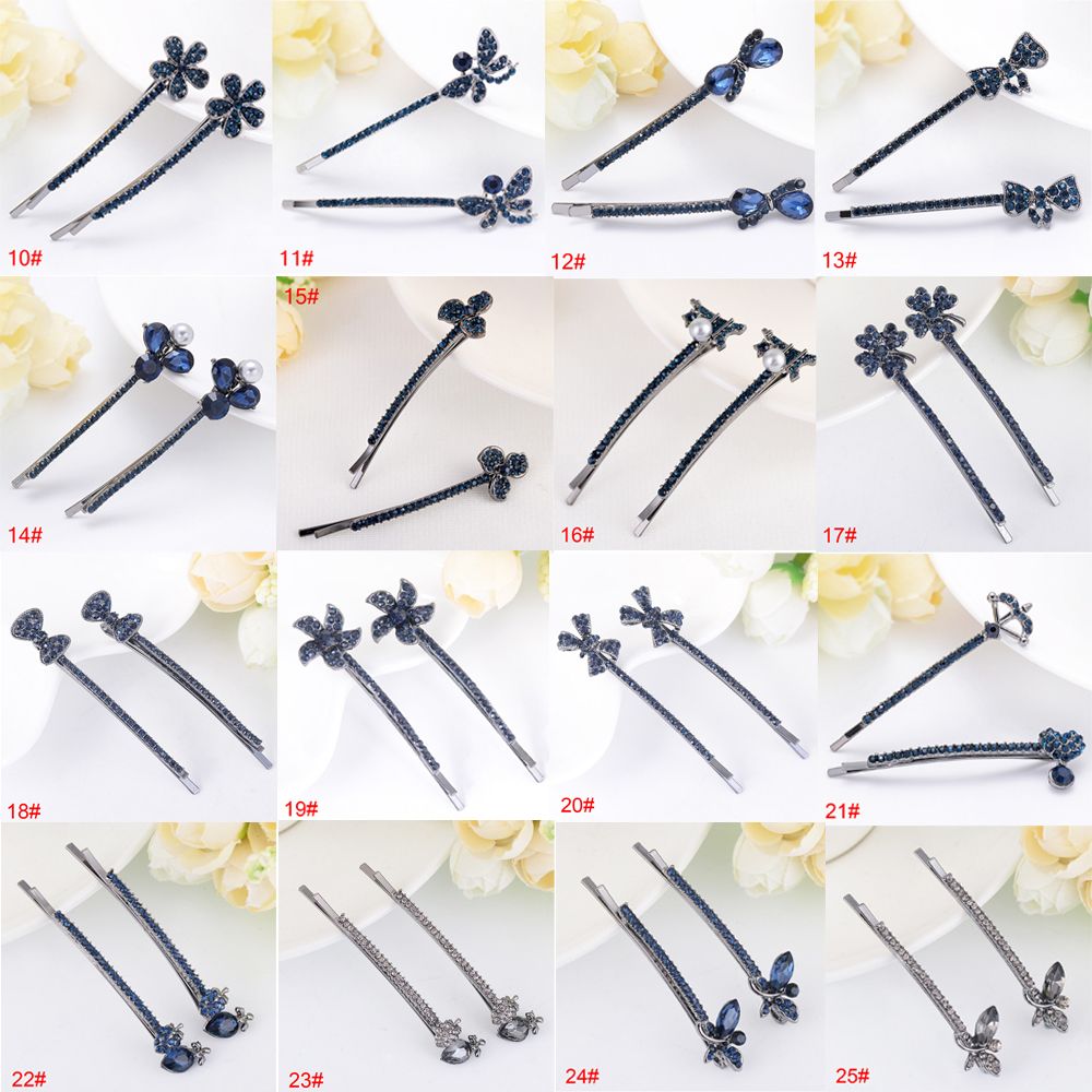 (Hàng Mới Về) 1 Cặp Kẹp Tóc Đính Đá Phong Cách Cổ Điển Cho Nữ