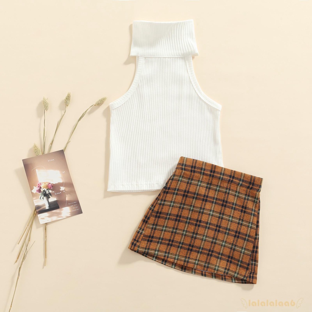 Set Áo Croptop Màu Trơn + Chân Váy Ngắn Sọc Ca Rô 2 Món Thời Trang Mùa Hè Cho Nữ