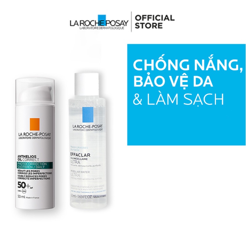 Bộ sản phẩm chống nắng và làm sạch da tối đa La Roche-Posay Anthelios Oil Correct