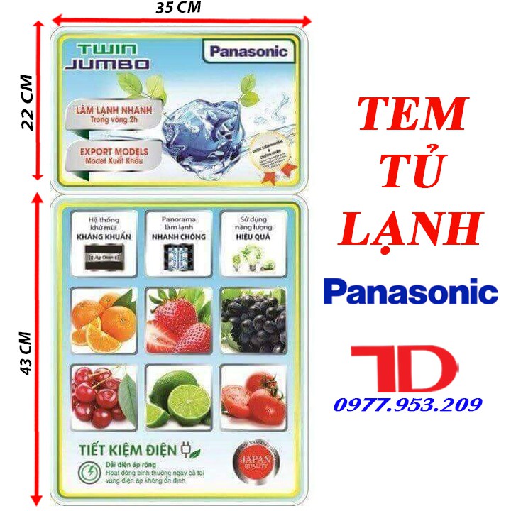 Miếng dán tủ lạnh PANASONIC, tem dán trang trí tủ lạnh mẫu 3