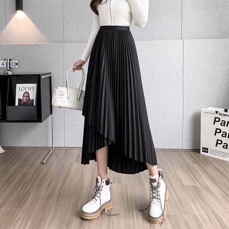 Chân váy nữ thời trang, thiết kế dập ly, xếp vạt cách điệu, trẻ trung, phong cách NV0969