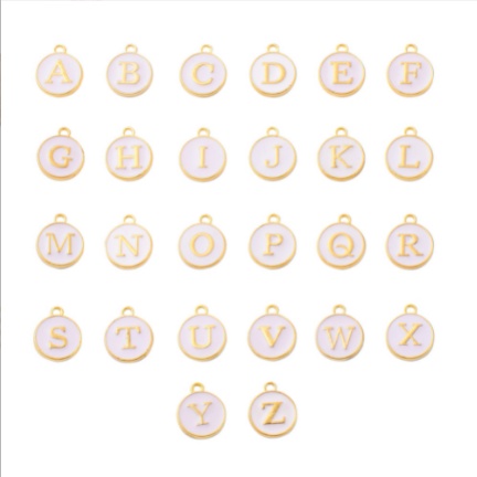 1 Mặt Dây Chuyền Hợp Kim Hai Mặt Hình Chữ Cái DIY