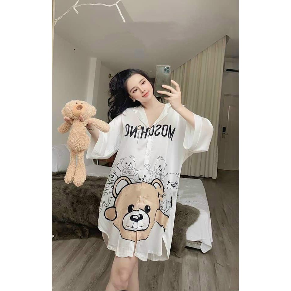 (M.84) Váy ngủ sơ mi sexy lụa cao cấp sang chảnh Đầm mặc nhà gợi cảm quyến rũ | BigBuy360 - bigbuy360.vn