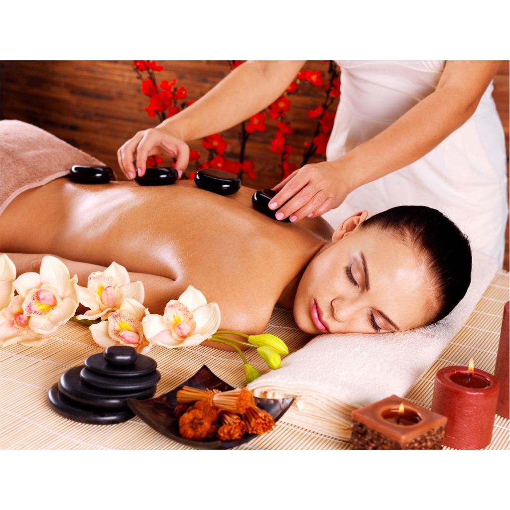 Tranh spa massage phủ kim sa dán tường HUD1675 nhiều mẫu và kích thước