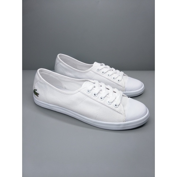 Giày thể thao vải cho nữ thương hiệu Lacoste cao cấp logo thêu