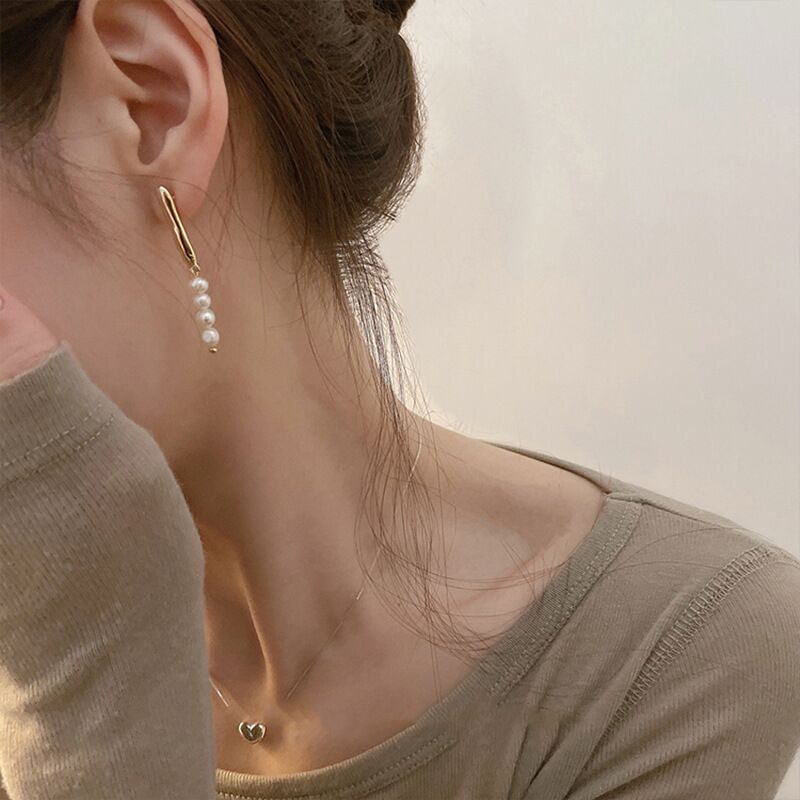 Bông Tai Mạ Bạc 925 Đính Ngọc Trai Sang Trọng Phong Cách Retro Hàn Quốc