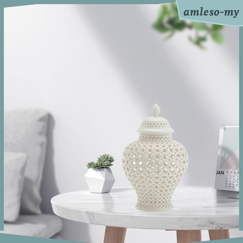 Lọ Gốm Đựng Gừng / Hoa Thủ Công Có Nắp Đậy Trang Trí Nhà Cửa