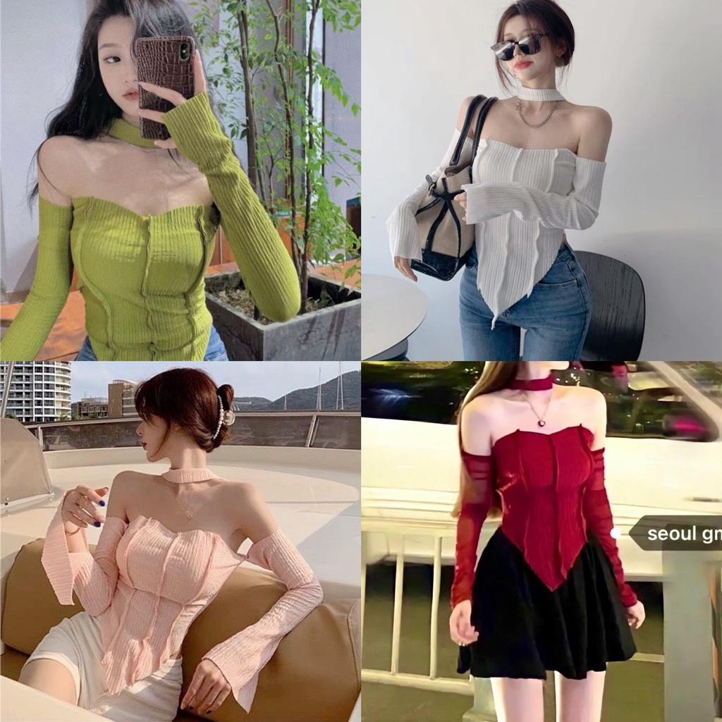 Áo Thun Nữ Dài Tay Thun Gân Co Giãn, Áo Thun Nữ Body Tay Dài