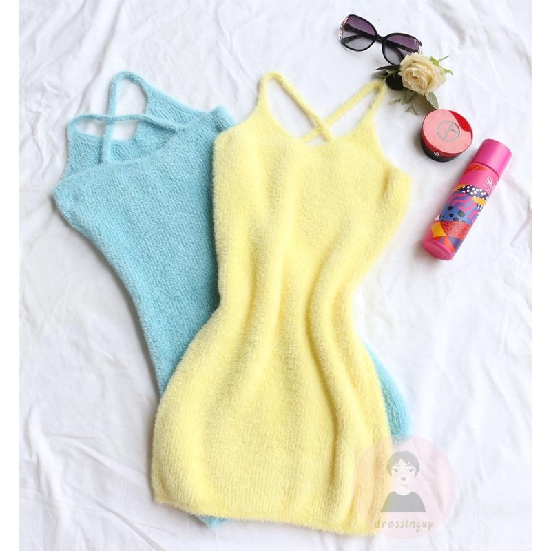 Đầm Ngắn Không Tay Cổ Chữ U Màu Trơn Thời Trang Mùa Hè Dành Cho Nữ Size S/M