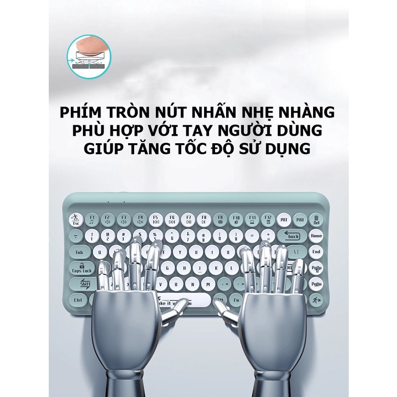 Bộ bàn phím mini 85 phím nút tròn và chuột không dây LT700 dùng cho văn phòng