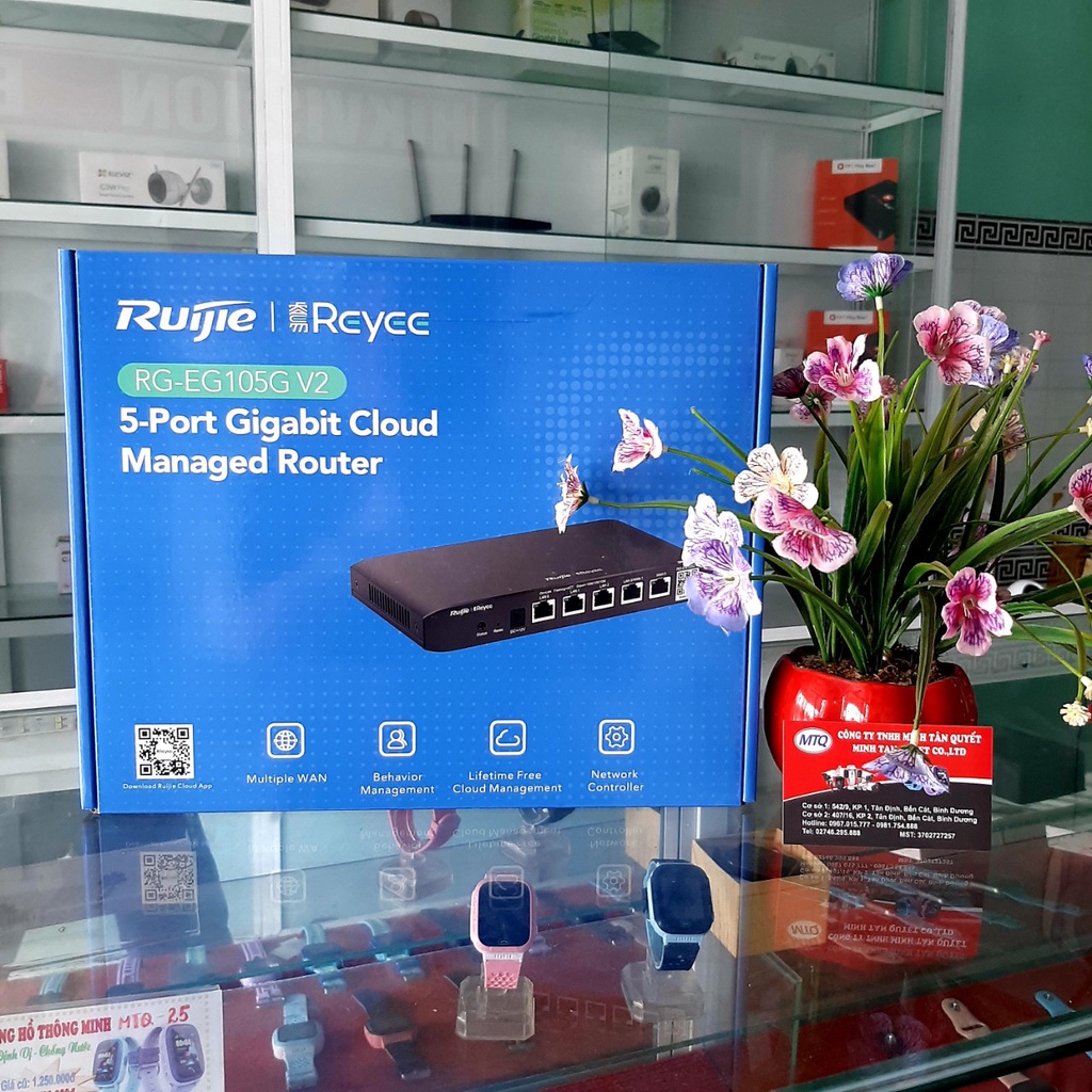 Thiết bị cân bằng tải thông minh 100 user, Ruijie RG-EG105G V2, 4 cổng Lan, 1 WAN, 600Mbps, quản lý qua app (chính hãng)