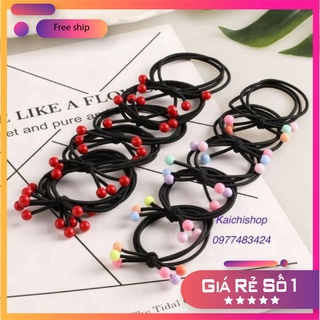 Combo 5 Dây Buộc Tóc Cột Tóc 3 Hạt Nhựa Phong Cách Hàn Quốc Cho Bạn Gái Cho Bé Gái phukienvppbinhduong