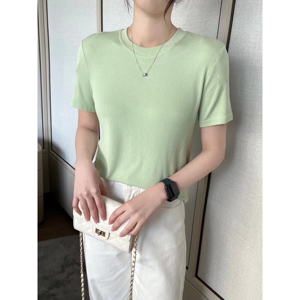 [Mã SKAMFSW175 giảm 10K đơn 50K] Áo thun gân dọc ngắn tay A3001