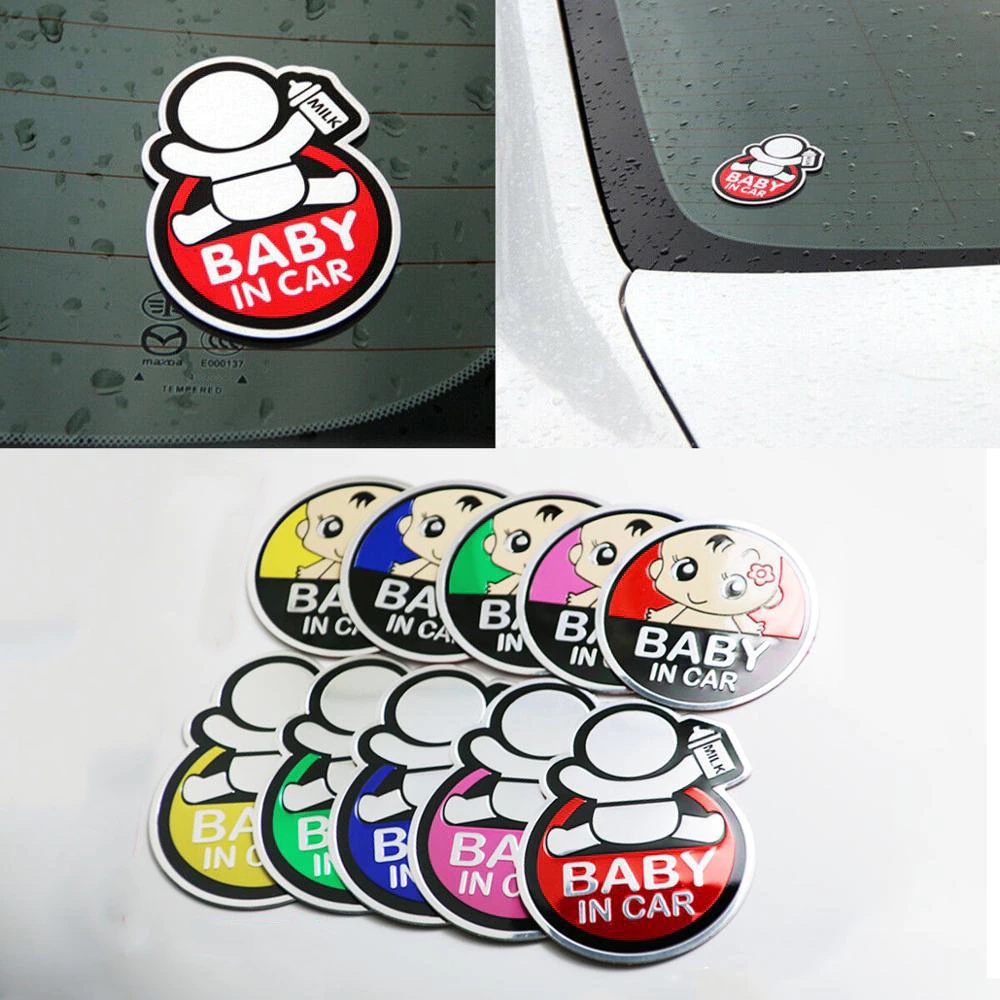 Tem Dán Trang Trí Ô Tô BABY IN CAR Bằng Nhôm Dập Nổi