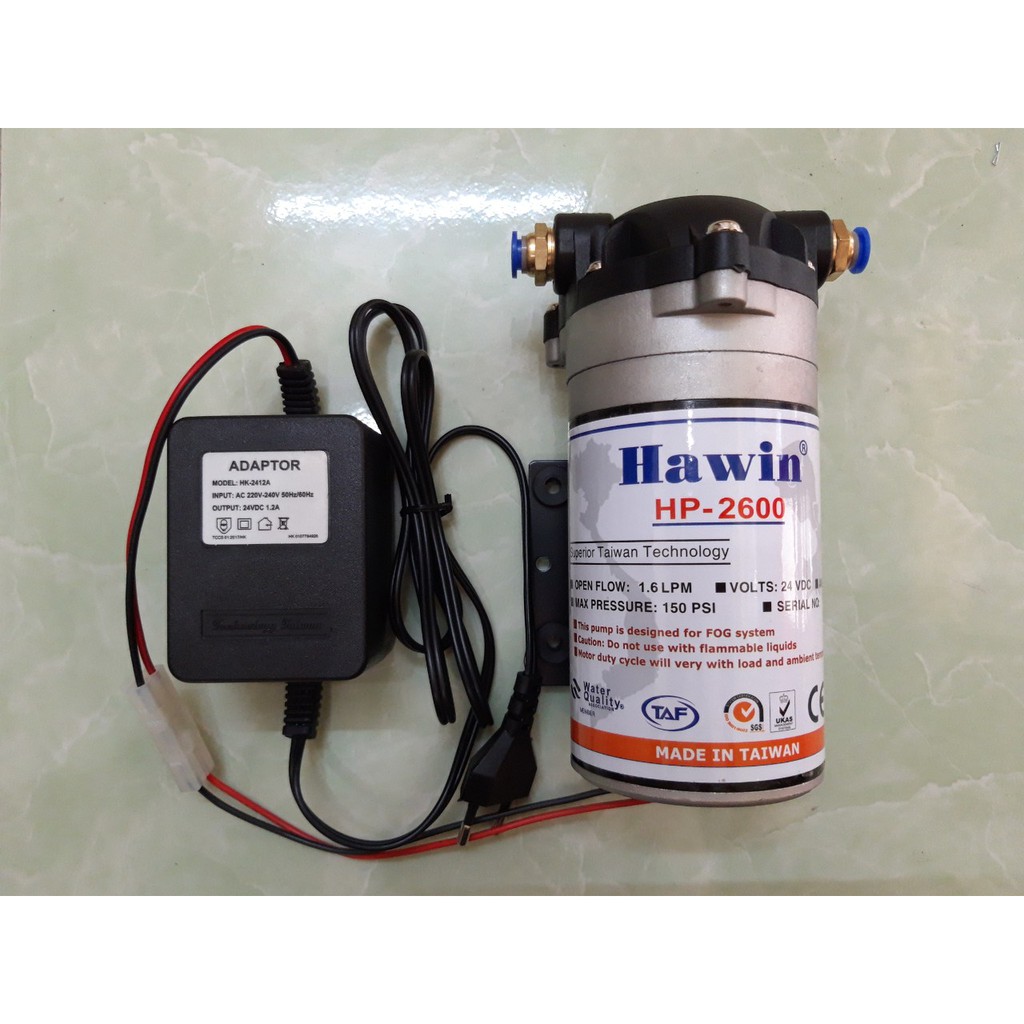 Máy phun sương + lọc nước HP-2600 kèm nguồn 24V hiệu HAWIN