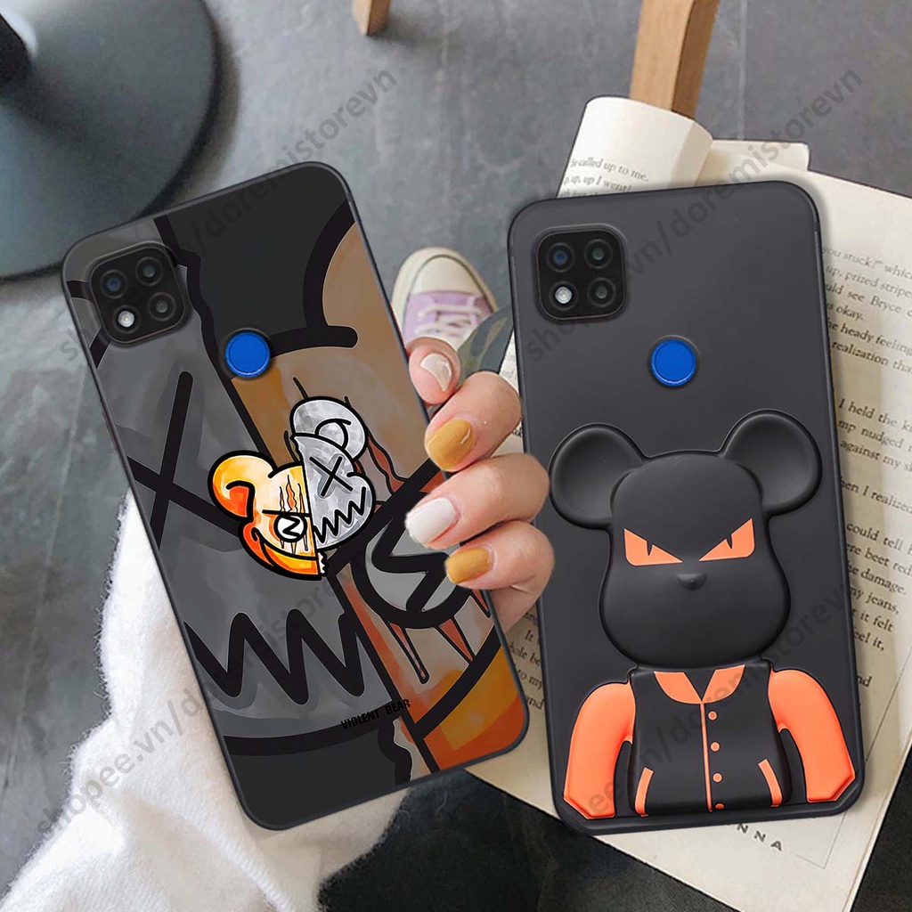 Ốp lưng Xiaomi Redmi 9C hình kaws, kith, bear brick nổi 3D phong cách độc đáo