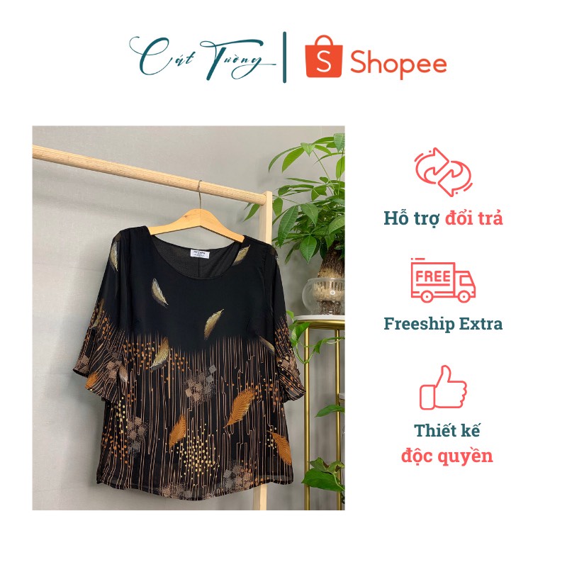 Thời trang trung niên cao cấp sang trọng, quý phái - Áo trung niên Cát Tường che khuyết điểm, 2 lớp dày dặn