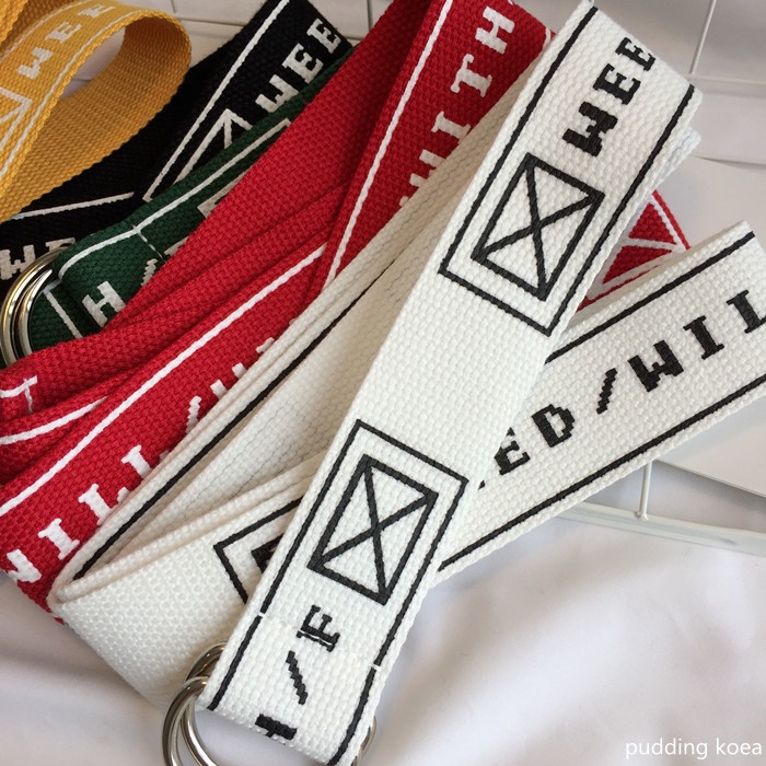 Thắt Lưng Vải Canvas Khóa Đôi In Chữ Tiếng Anh Màu Sắc Dễ Thương