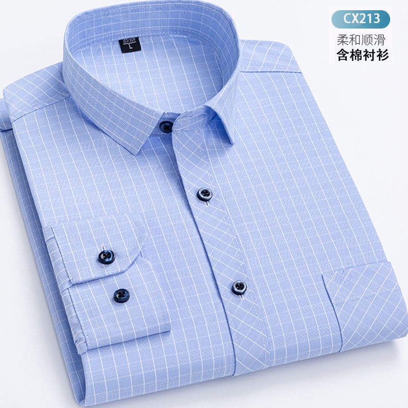 Áo Sơ Mi Nam Dài Tay Cổ Bẻ Sọc Caro 35% Vải cotton