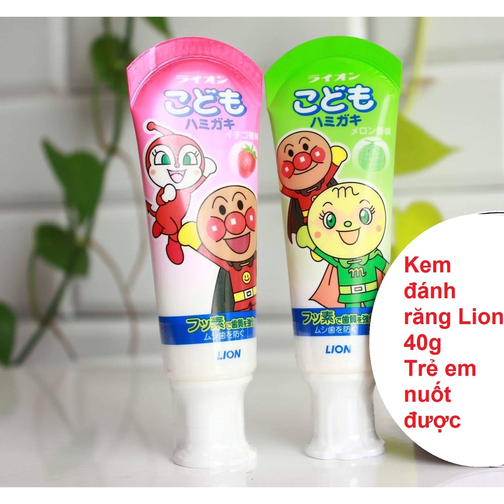 Kem Đánh Răng Trẻ Em Lion Nhật Bản 40g - Vị Trái Cây An Toàn cho Bé - Kem đánh răng nuốt được