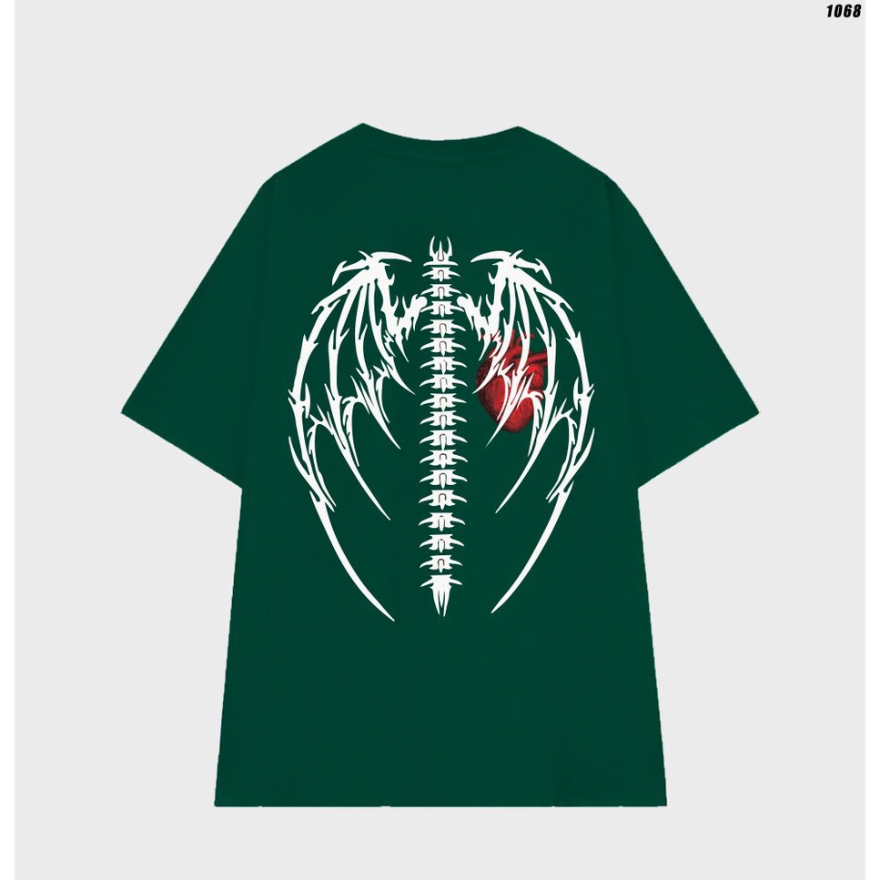 Áo thun form rộng unisex tay lỡ Xương trái tim 1068 HY KOREA