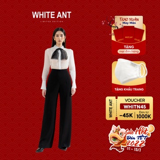 Áo Sơ Mi Trắng Dài Tay Công Sở Nữ WHITE ANT MARY SHIRT Thiết Kế Cổ Dây Nơ Cách Điệu, Chất Liệu Lụa Cao Cấp 170300069