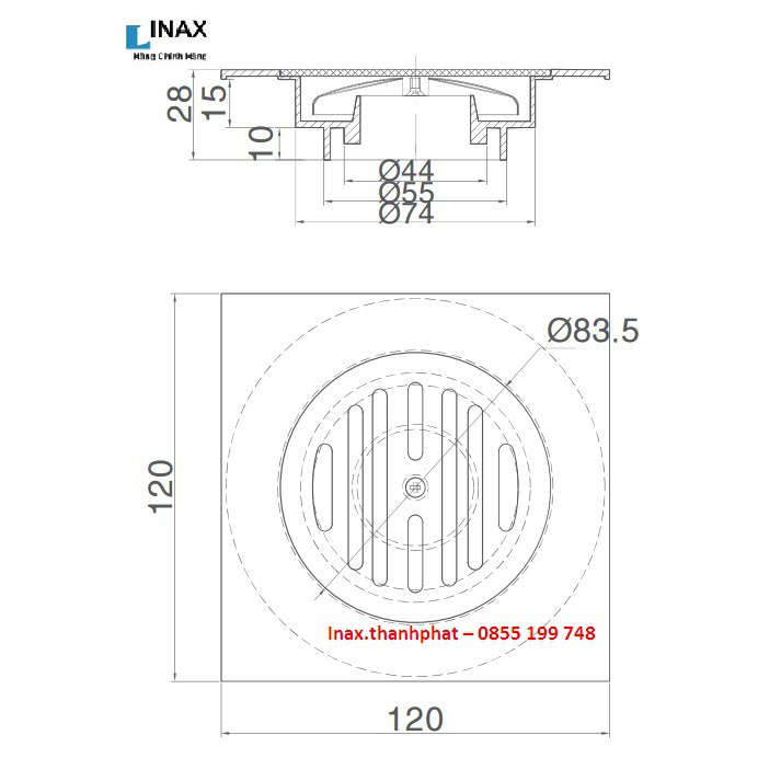 [CHÍNH HÃNG] Ga / Phễu Thoát Sàn Inax PBFV-110 & PBFV-120