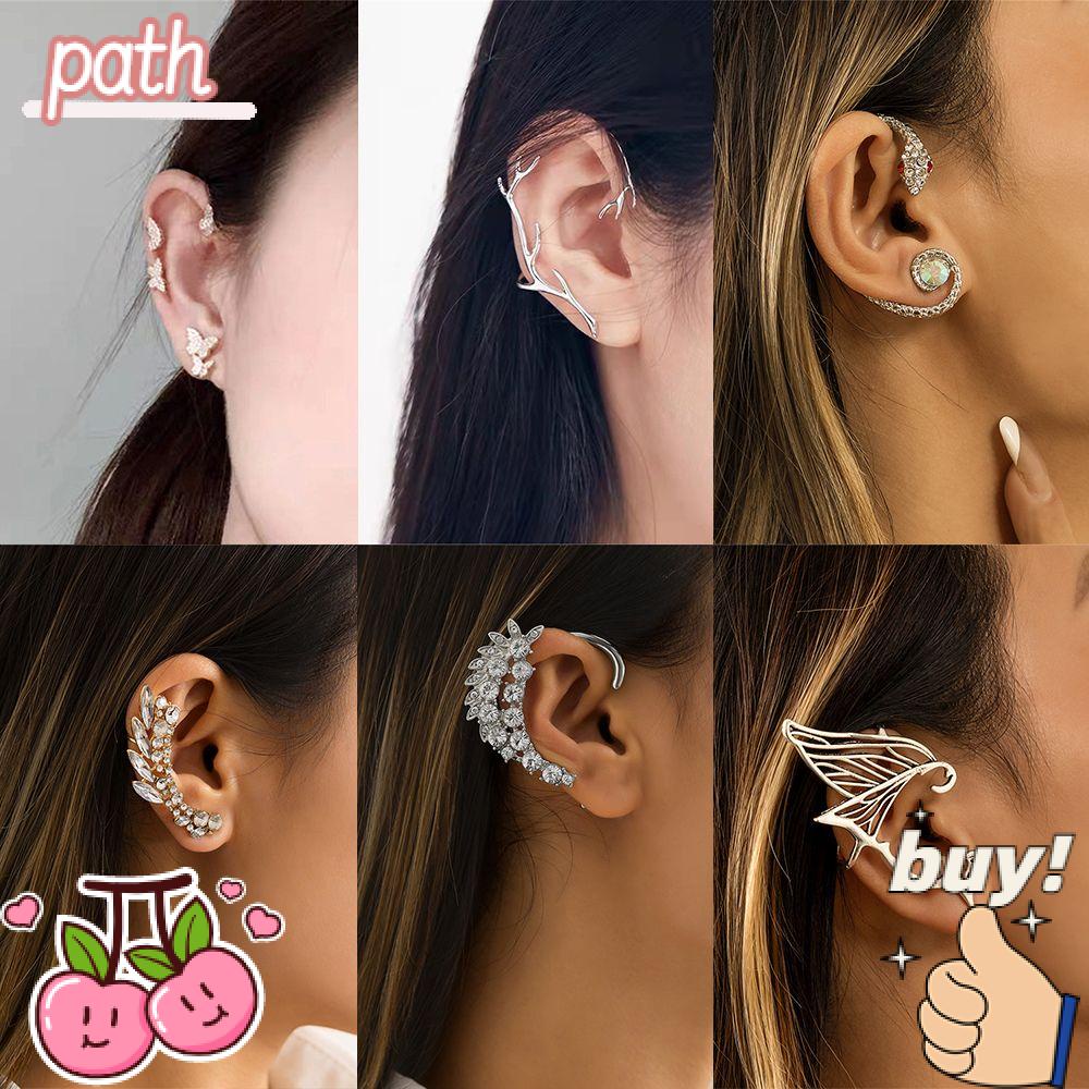 Khuyên Kẹp Vành Tai Hình Học Đính Đá Zircon Giả Thời Trang
