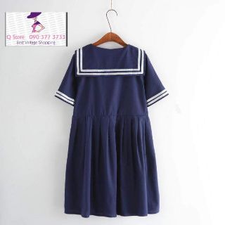 Đầm Babydoll thủy thủ cổ nơ