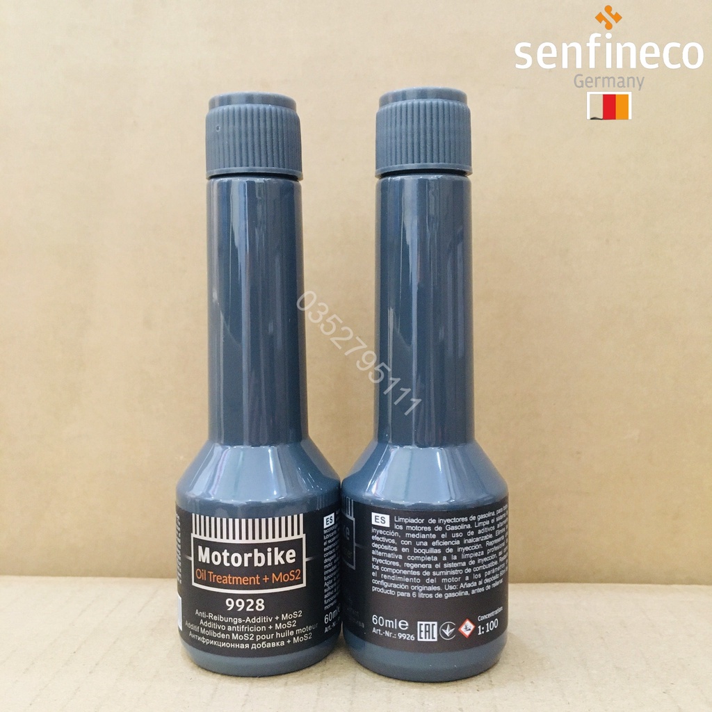 Dung dịch phụ gia nhớt MOS2 cho xe máy Senfineco 9928 (60ml) dùng cho 3L nhớt