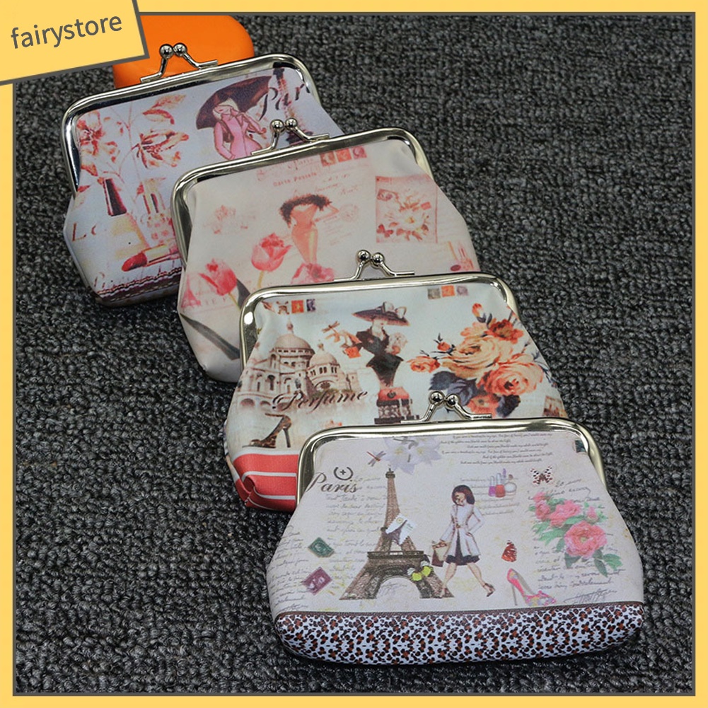 Ví Nữ Mini Giả Da In Hoa Thời Trang