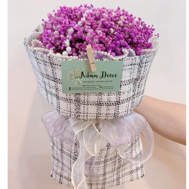 Bó Hoa Baby Khô bó tròn phong cách hiện đại, bó hoa kiểu Hottrend