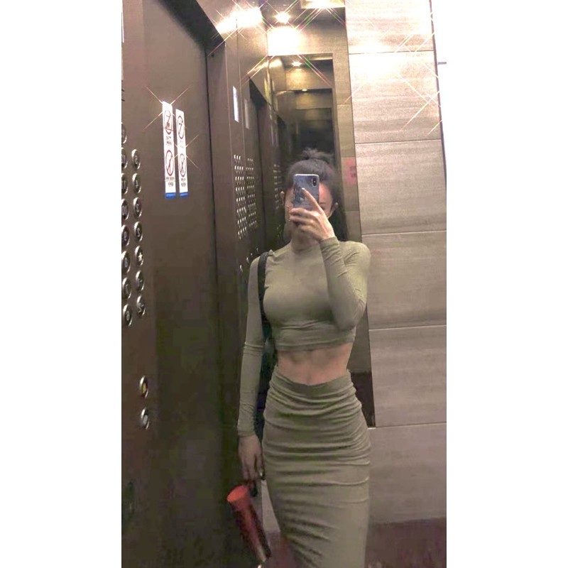 Set áo váy ôm body thể thao Ulzzang